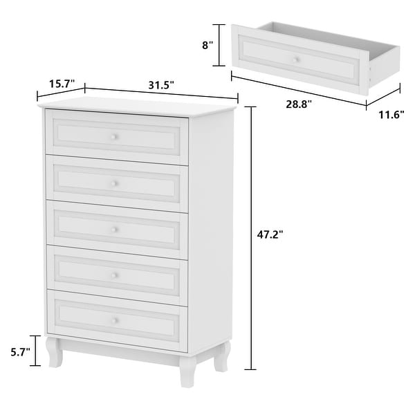 Side Tatble 5 Drawer Dresser Drawer Chest Tall Storage Cabinet - - 36594944