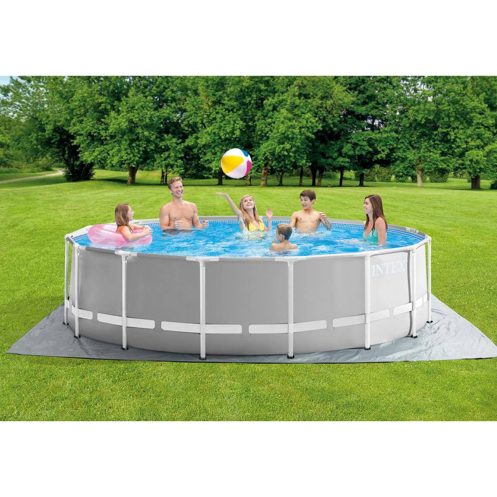 Intex Prism 15 ft. x 48 in. D Round Above Ground Hybrid Metal Frame Pool Set 26725EH