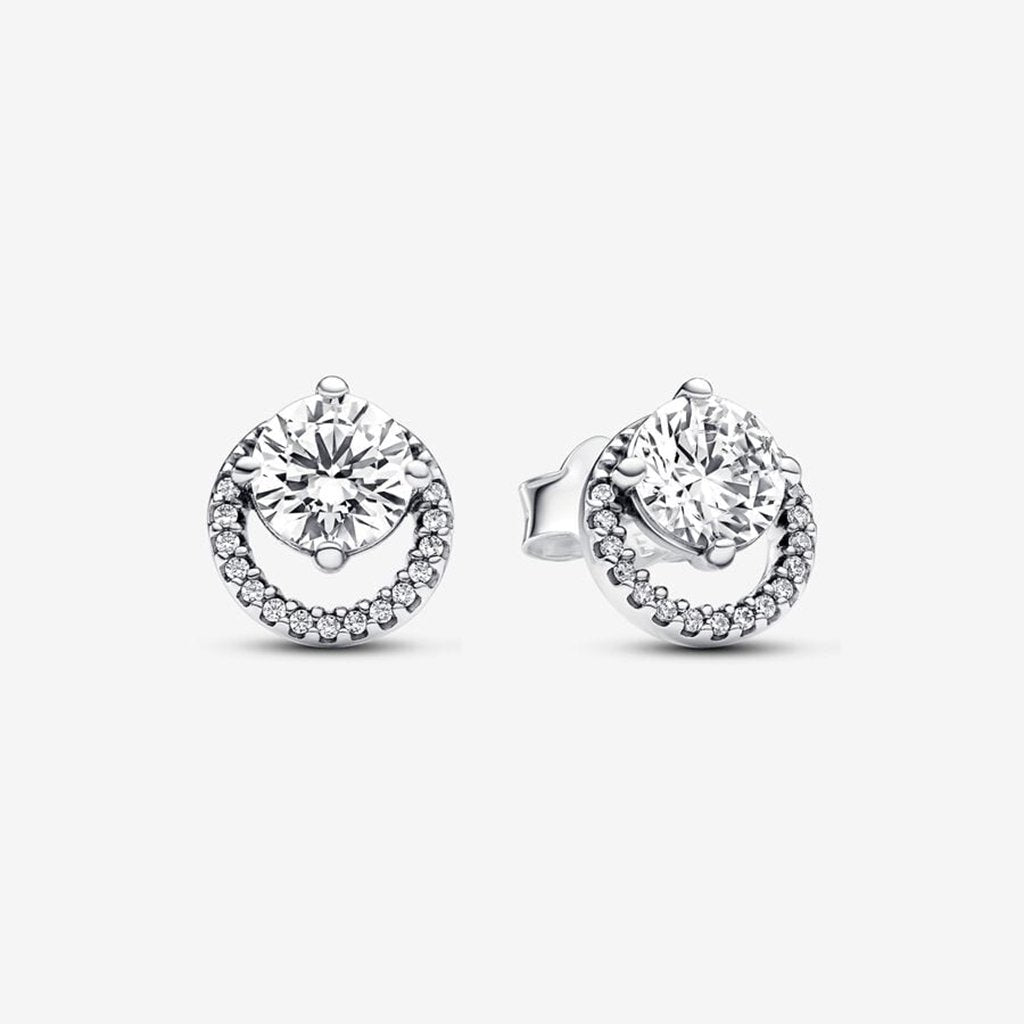 PANDORA  Sparkling Round Halo Stud Earrings - Sterling Silver