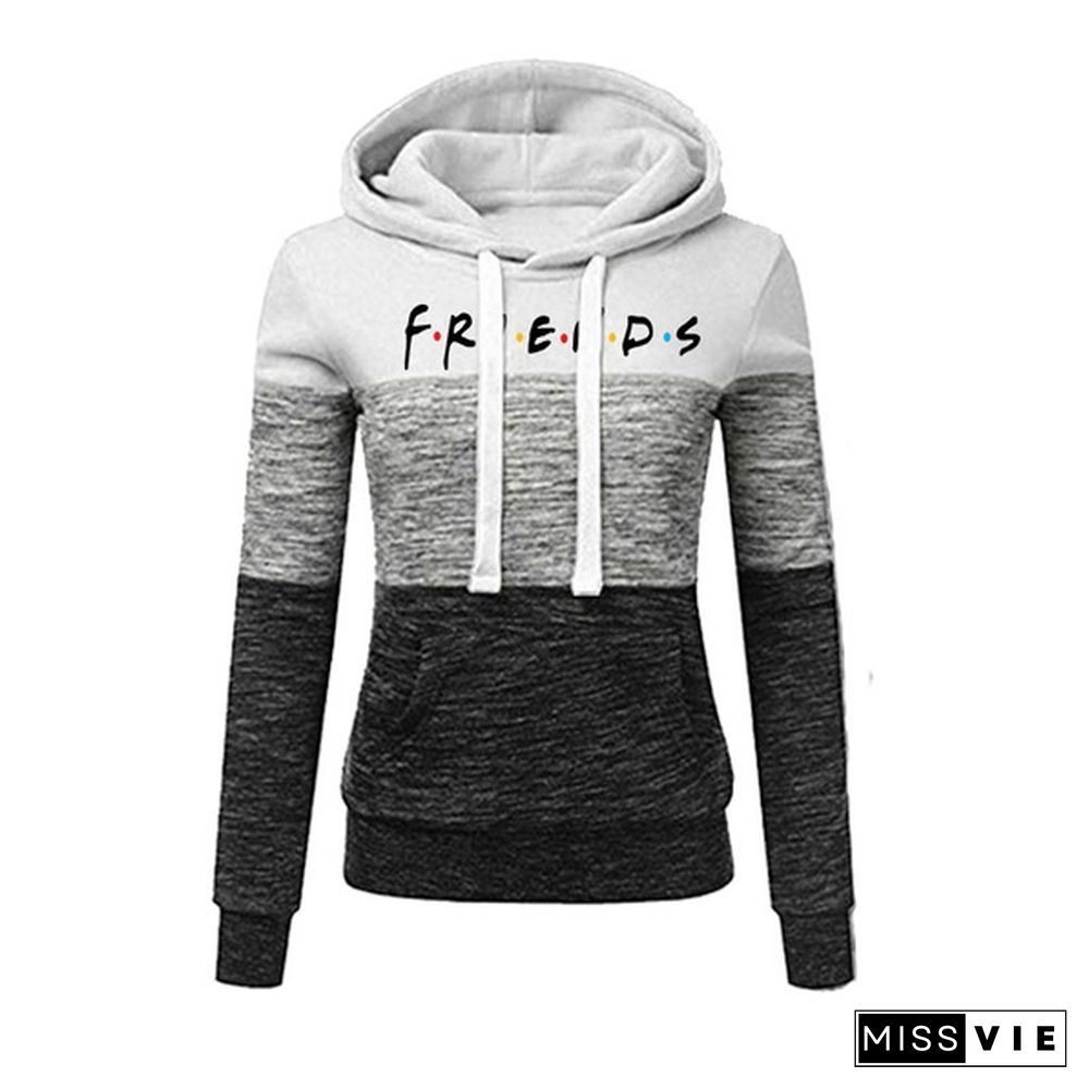 New Fashion Women's Casual Long Sleeve Pullover Sweatshirt Friends Printed Cotton Hoodies Warm Plus Size Tops