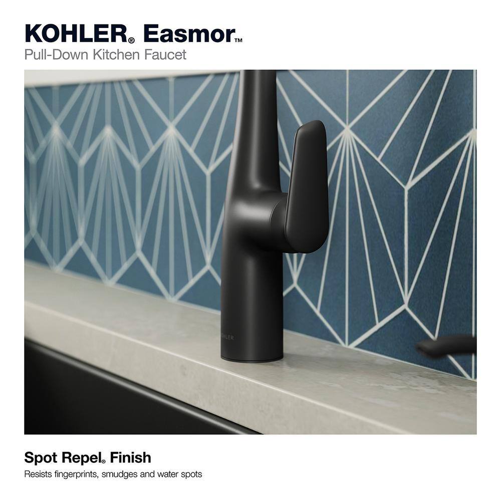 KOHLER Easmor Single-Handle Pull Down Sprayer Kitchen Faucet in Matte Black K-R30573-SD-BL