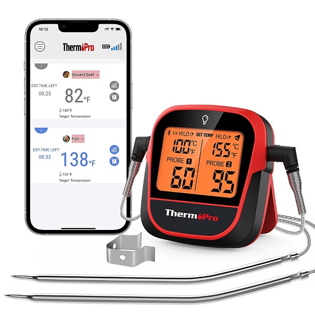 Thermopro Tp902w 350ft Wireless Meat Thermometer Digital With Dual Probe Smart Bluetooth Meat Thermometer For Cooking Grilling And Smoking In