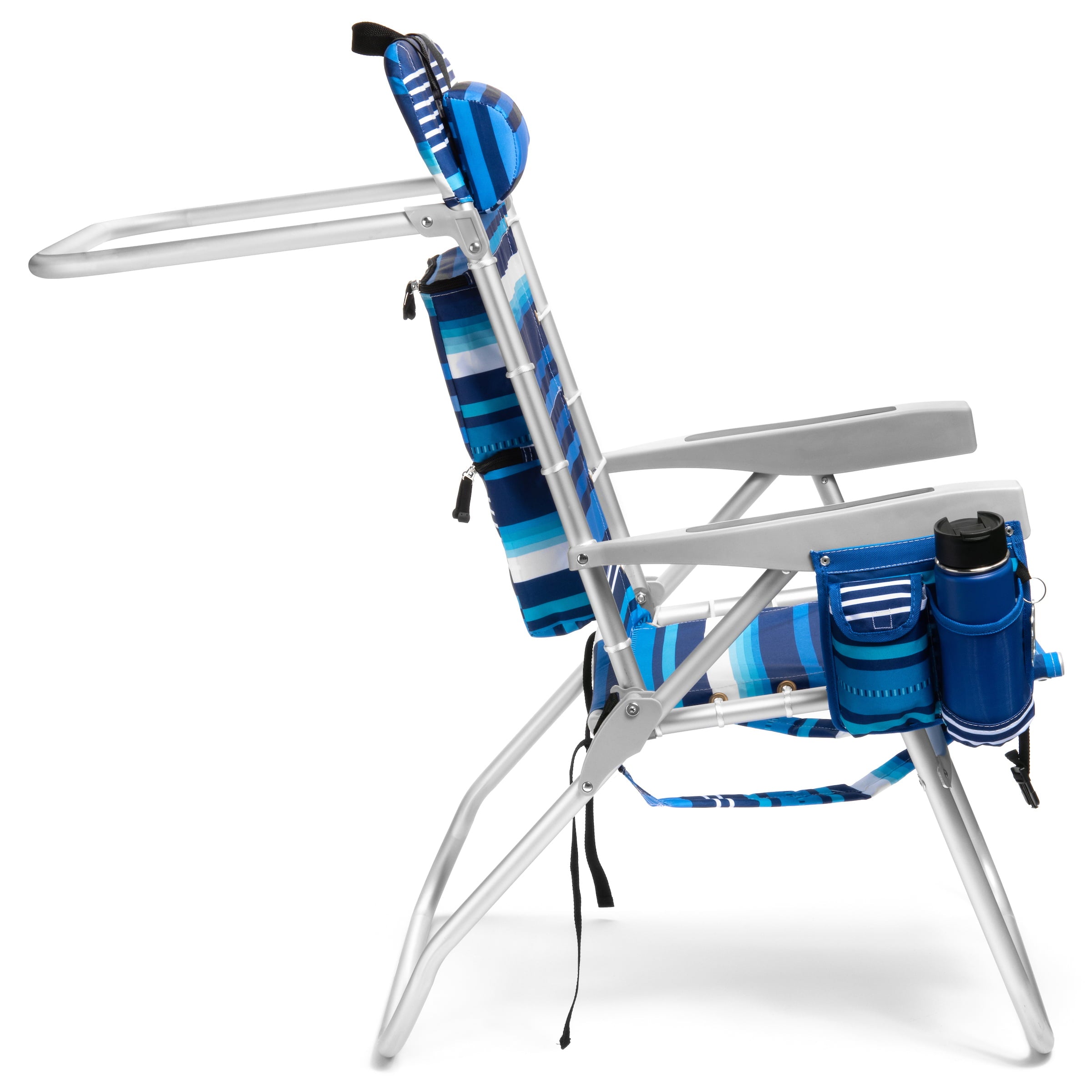 (Tall Chair)  Homevative Folding Backpack High Beach Chair， Towel bar， High Tide