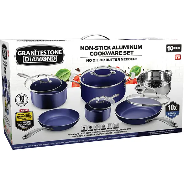 Granitestone 10-Piece Non-Stick Aluminum Cookware Set