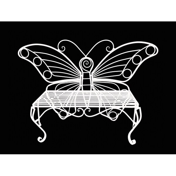 White Metal Butterfly Bench