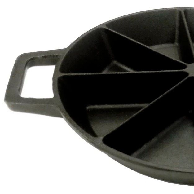 Bayou Classic 10 Inch Round Cast Iron Wedge Cornbread Skillet Bakeware Pan With Side Loop Handles For 8 Wedges Of Cornbread Black