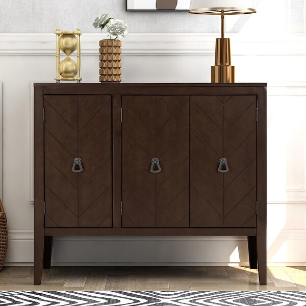 Accent Storage Cabinet Wooden Cabinet with Adjustable Shelf and 3 Doors， Console Tables for Entryway， Living Room， Bedroom