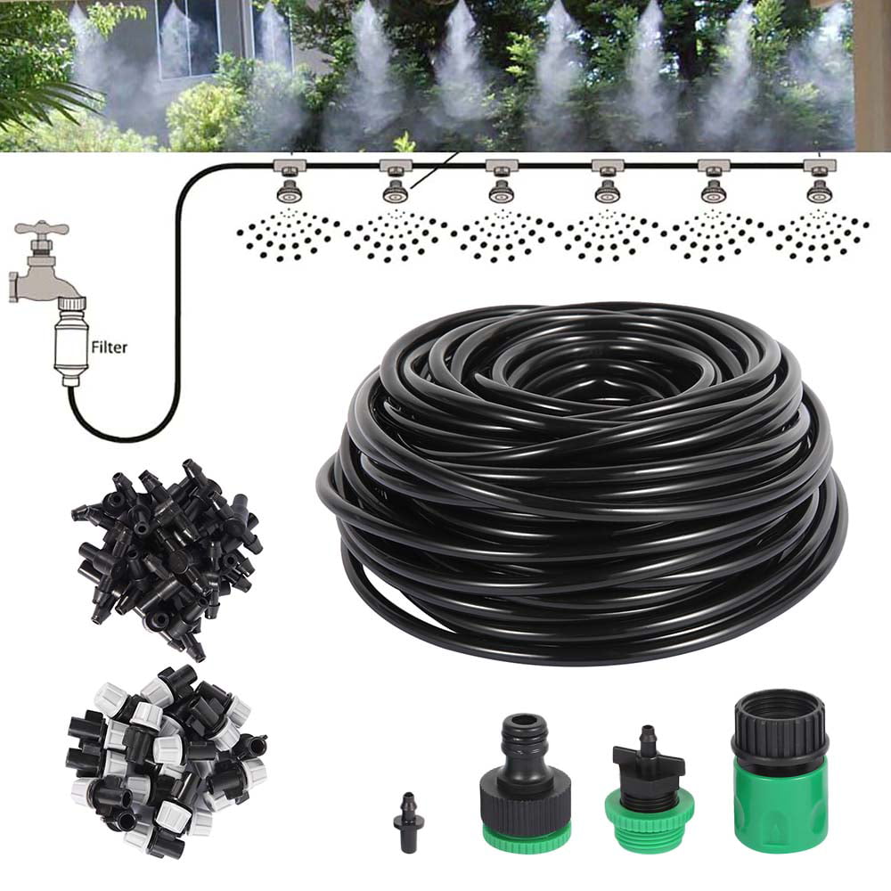 NKTIER Garden Sprinkler Cooling System Water Misting Spray Hose Watering Hose Kit 20M