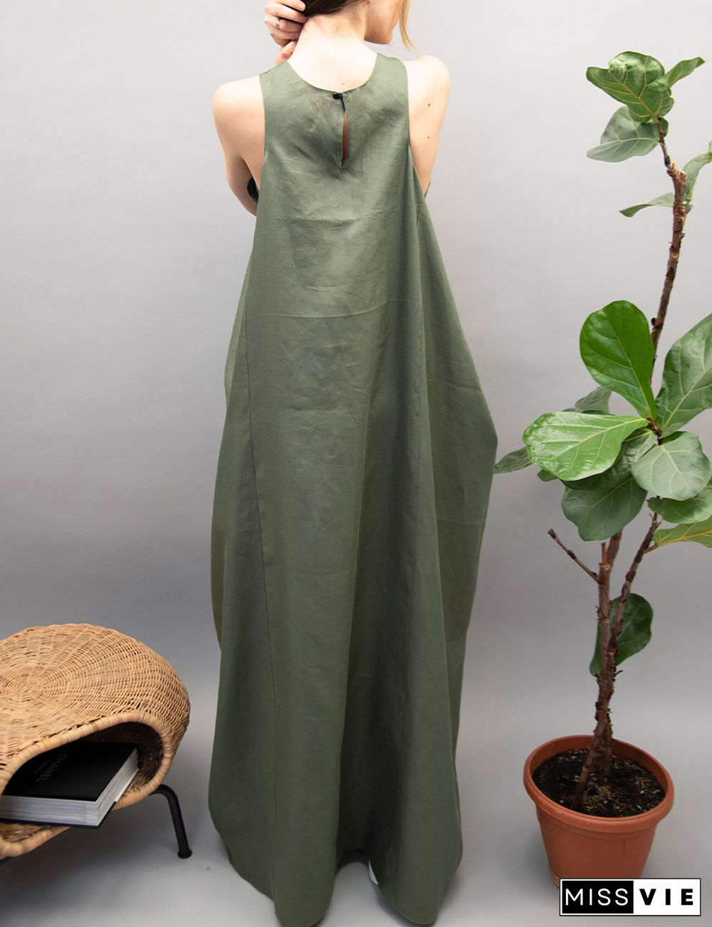 Casual Green Kaftan Dress