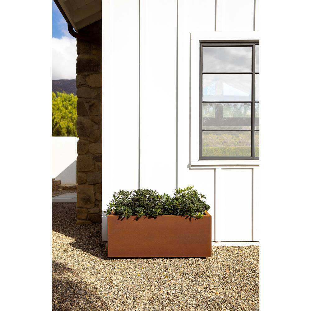 Veradek Long Box Large Rust Corten Steel Metal Rectangular Planter LBXVLGCS