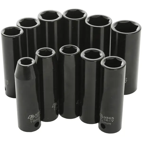 Performance Tool 11 Piece 1/2 Drive MET Deep Well Impact Socket Set