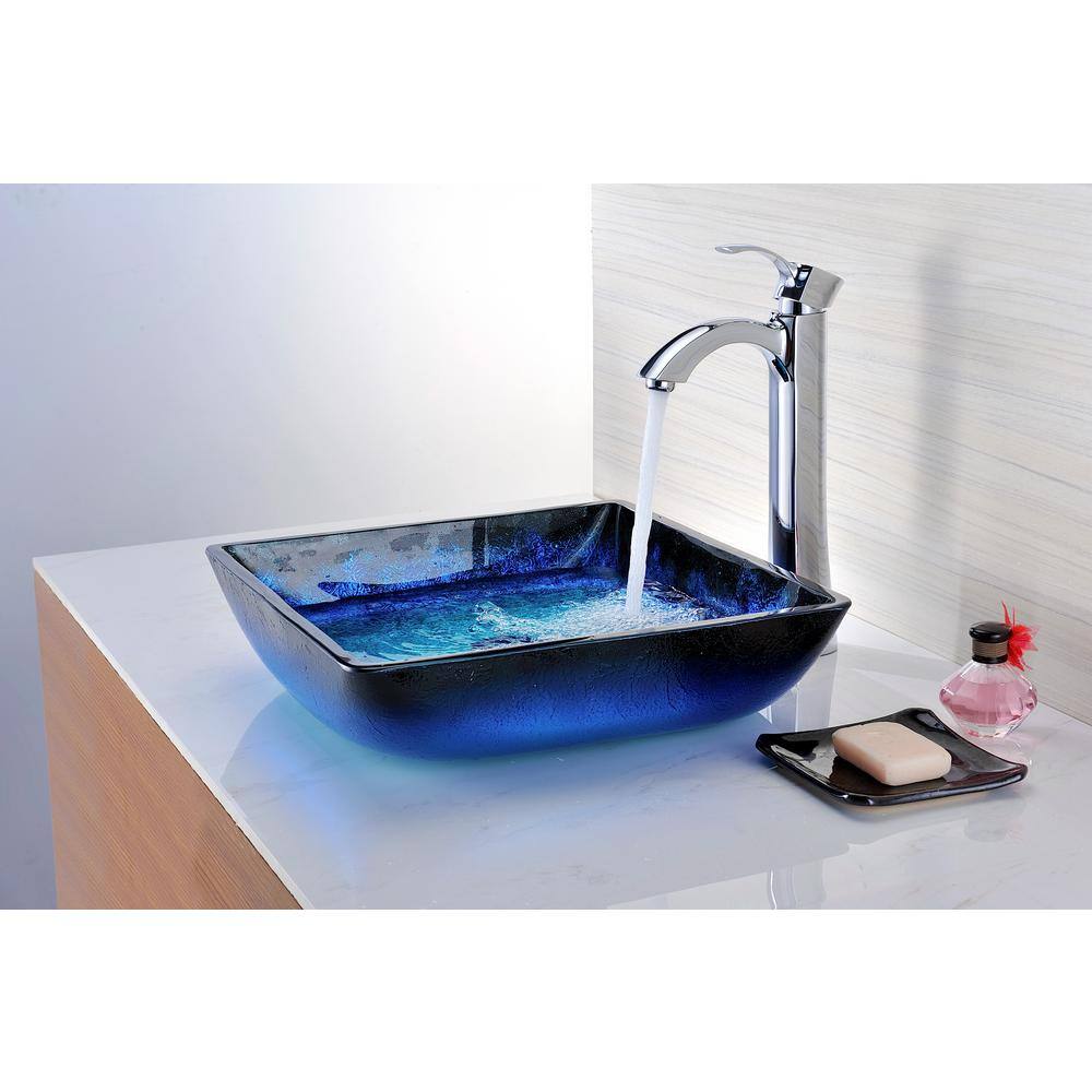 ANZZI Viace Series Deco-Glass Vessel Sink in Blazing Blue LS-AZ056