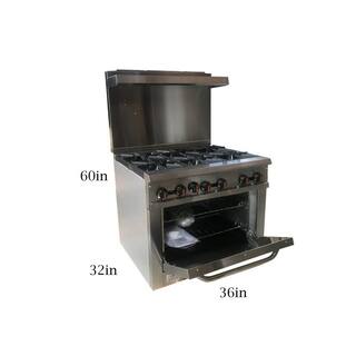 Cooler Depot 36 in. 4.5 cu. ft. 6 Burner Commercial Gas Range in Stainless Steel DXXCD-R6