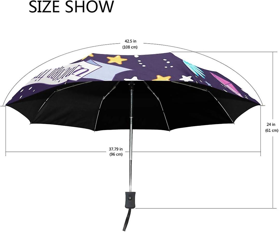 Travel Umbrella Automatic Windproof Foldable Umbrella Unicorn Set With Diamonds