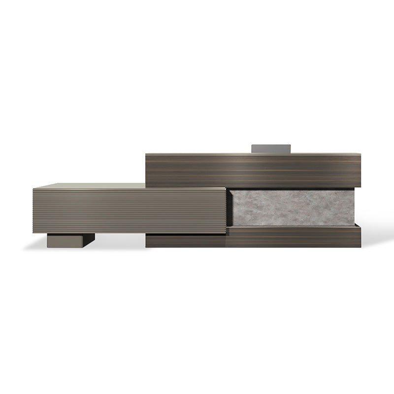 KASPER Reception Desk Left Panel 2.8M - Chocolate & Charcoal Grey