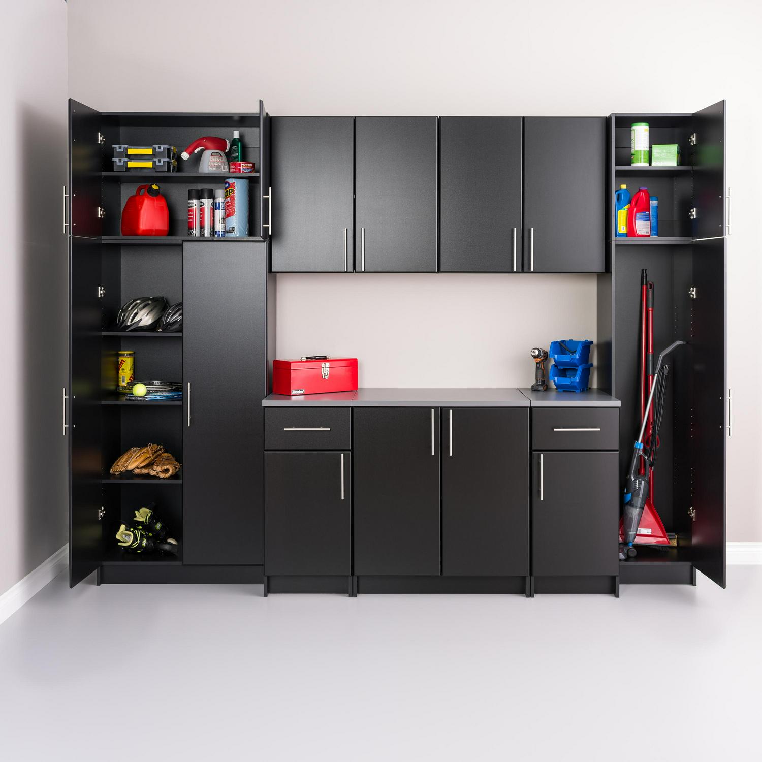 Prepac 1-Shelf Stackable Wall Cabinet， Black