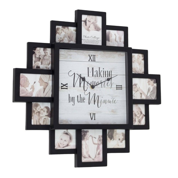 Memories By The Minute x27 Picture Frame Collage Wall Clock Black American Art Decor