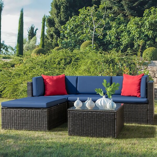 Homall 5 Pieces Wicker Patio Furniture Sets Rattan Outdoor Sectional Sofa