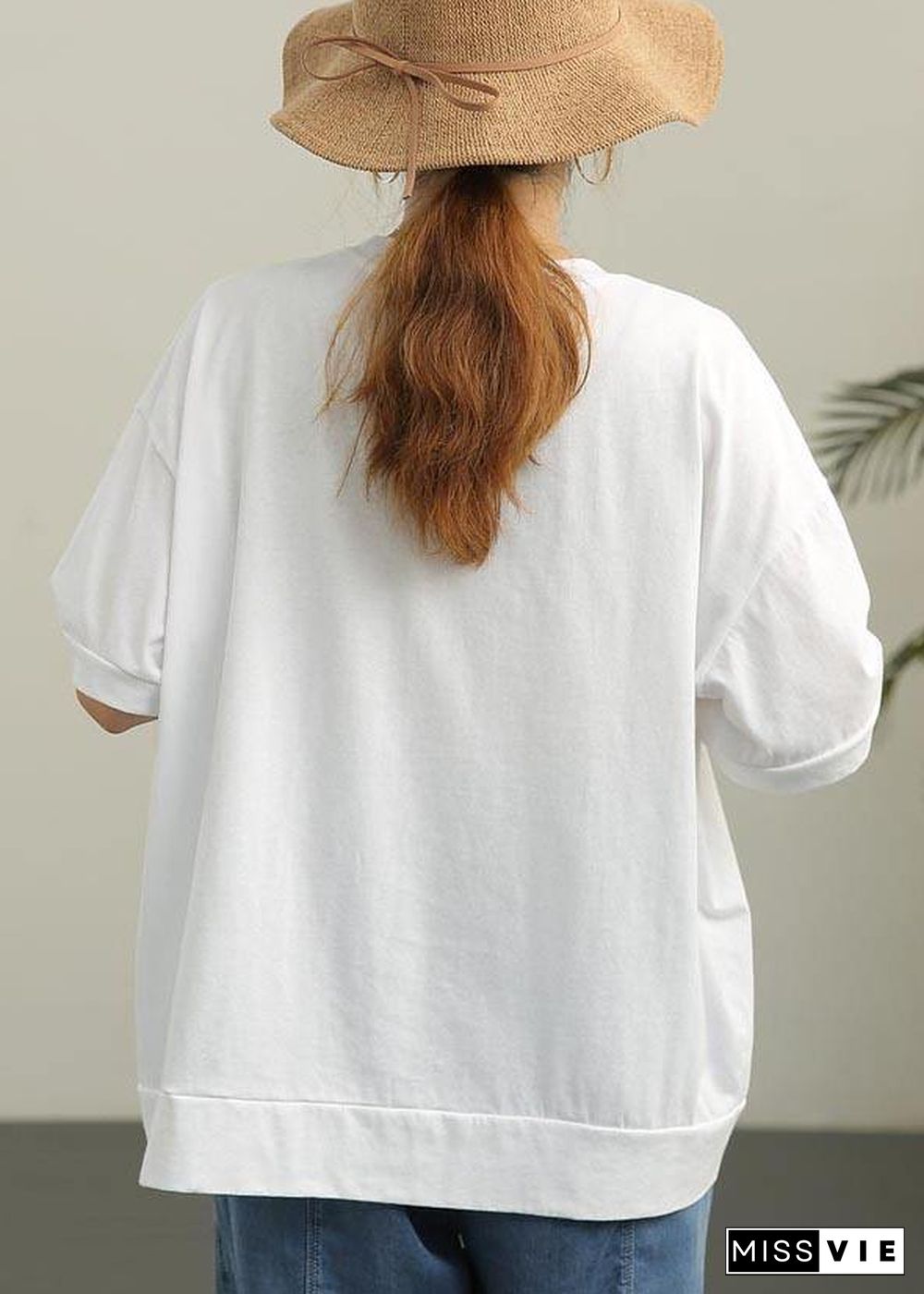 DIY White O-Neck Cotton Summer T Shirts