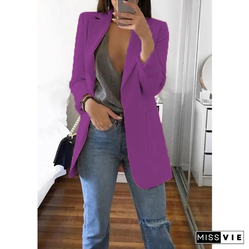 Blazer Women Jackets Summer Ladies Female Coats 5XL Casual Fashion Basic Notched Slim Solid Office Ladies Outwear Loose New