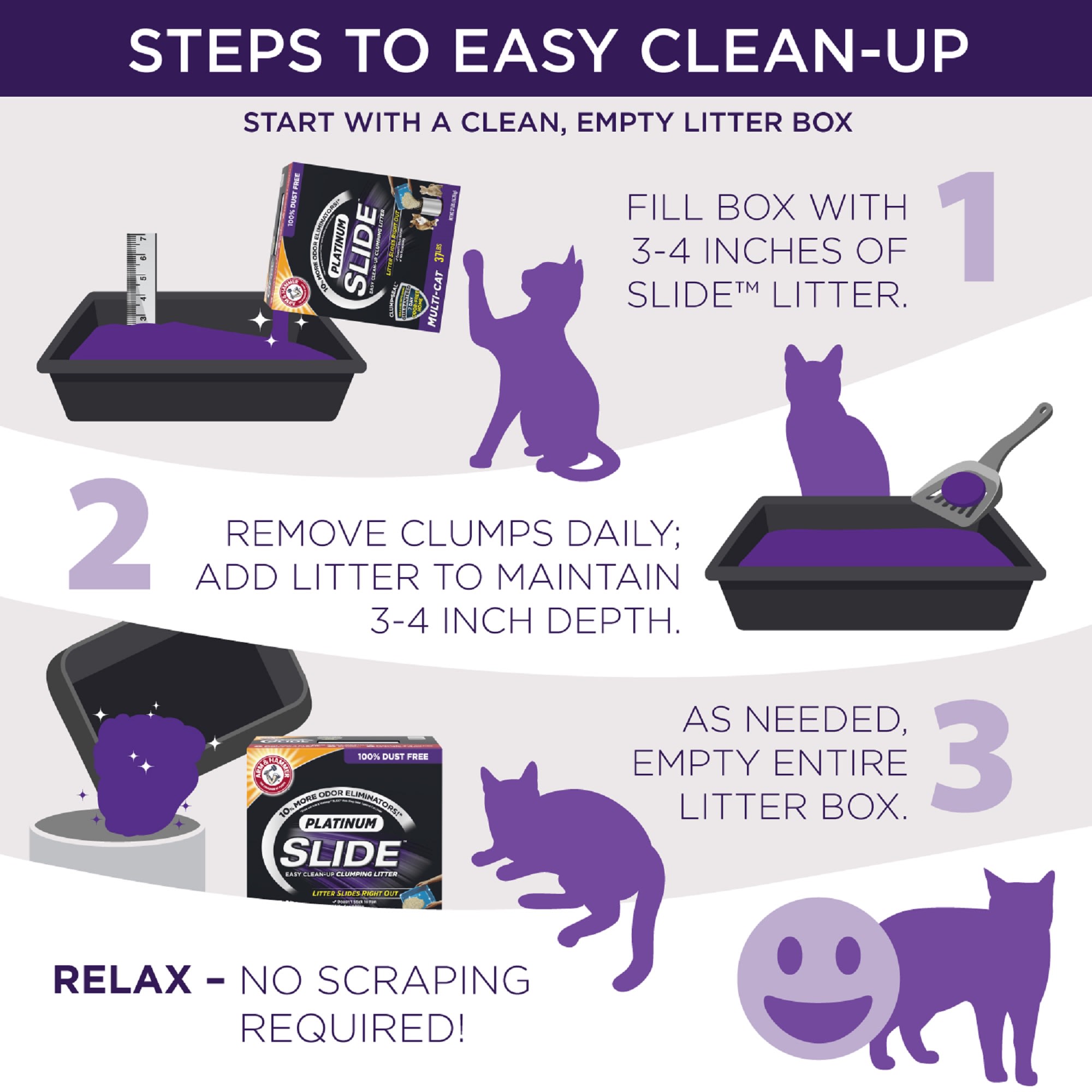 Arm  Hammer Clump  Seal Slide Multi-Cat Clumping Litter， 38 lbs.