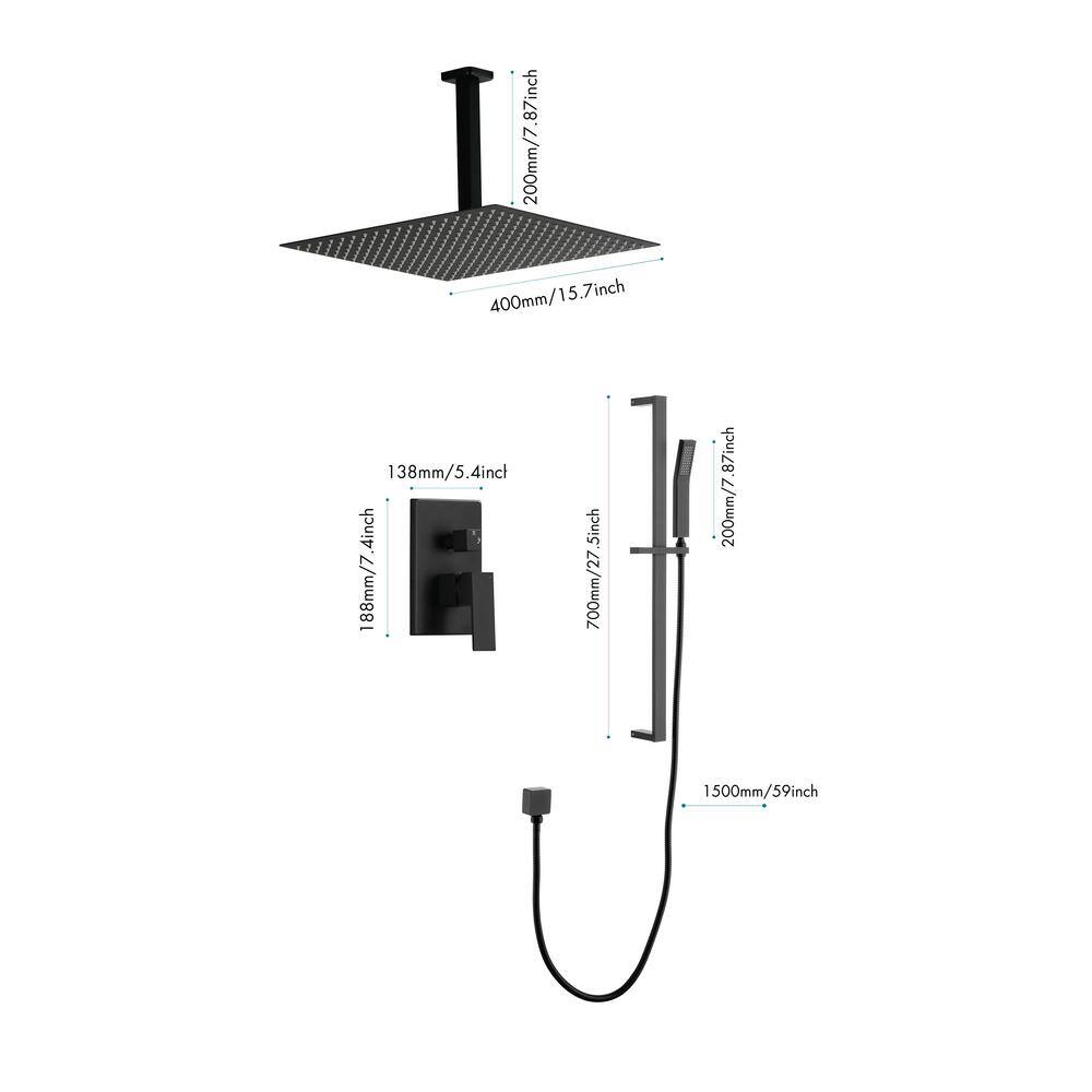 Nestfair 1-Spray Shower System with Shower Head and Hand Shower in Matte Black DGPS0003