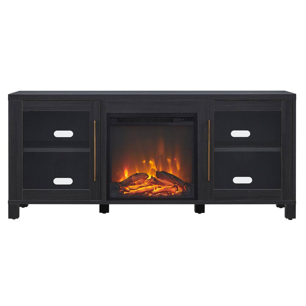 MeyerCross Quincy 58 in. Charcoal Gray TV Stand Fits TV's up to 65 in. with Log Fireplace Insert TV1131