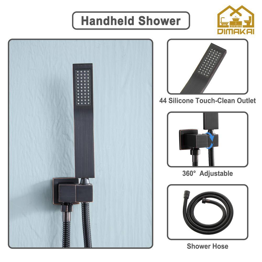 Hlihome Single-Handle 3-Spray 10 in. Shower Head Tub and Shower Faucet Hand Shower Combo in Oil Rubbed Bronze (Valve Included) DKSL-18-ORB