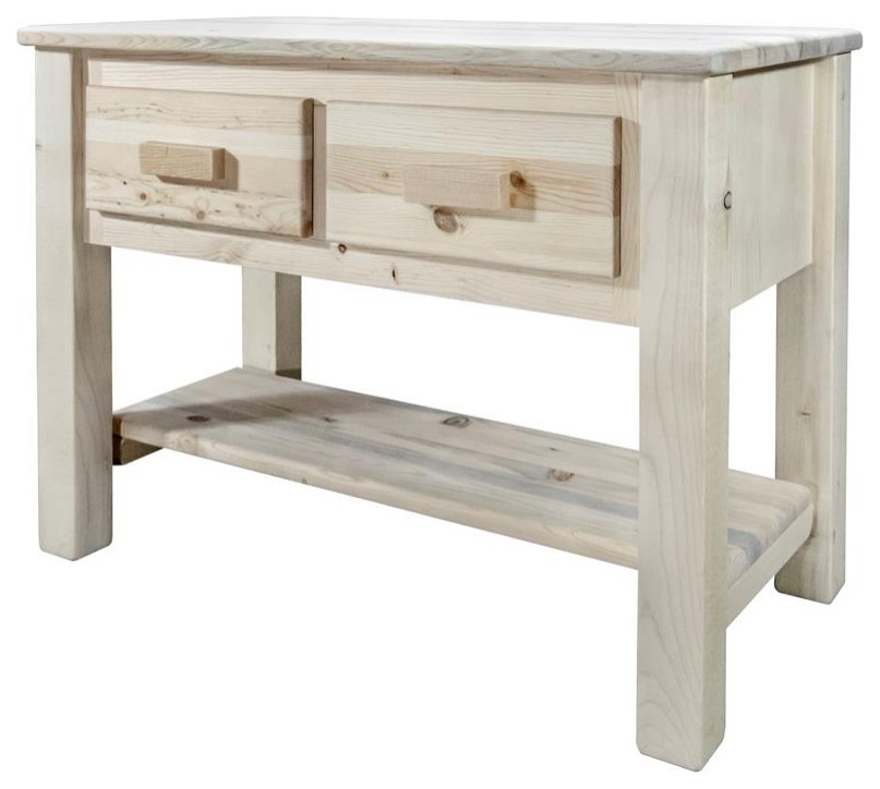 Montana Woodworks Homestead Wood Console Table with 2 Drawers in Natural   Rustic   Console Tables   by Homesquare  Houzz