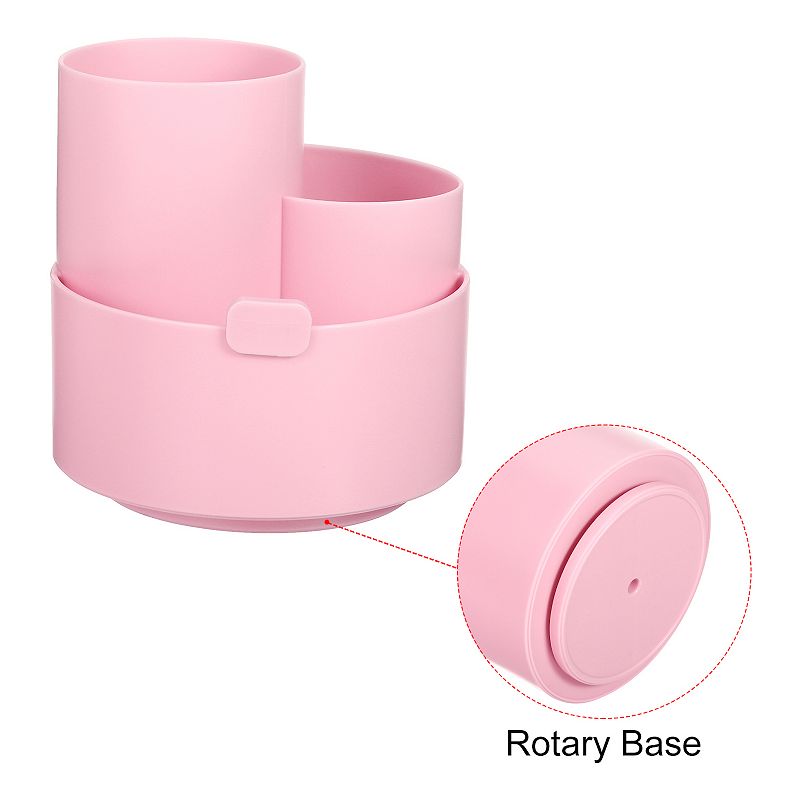 Rotary Pen Holder 3 Slots Makeup Brush Desktop Stationery Organizer