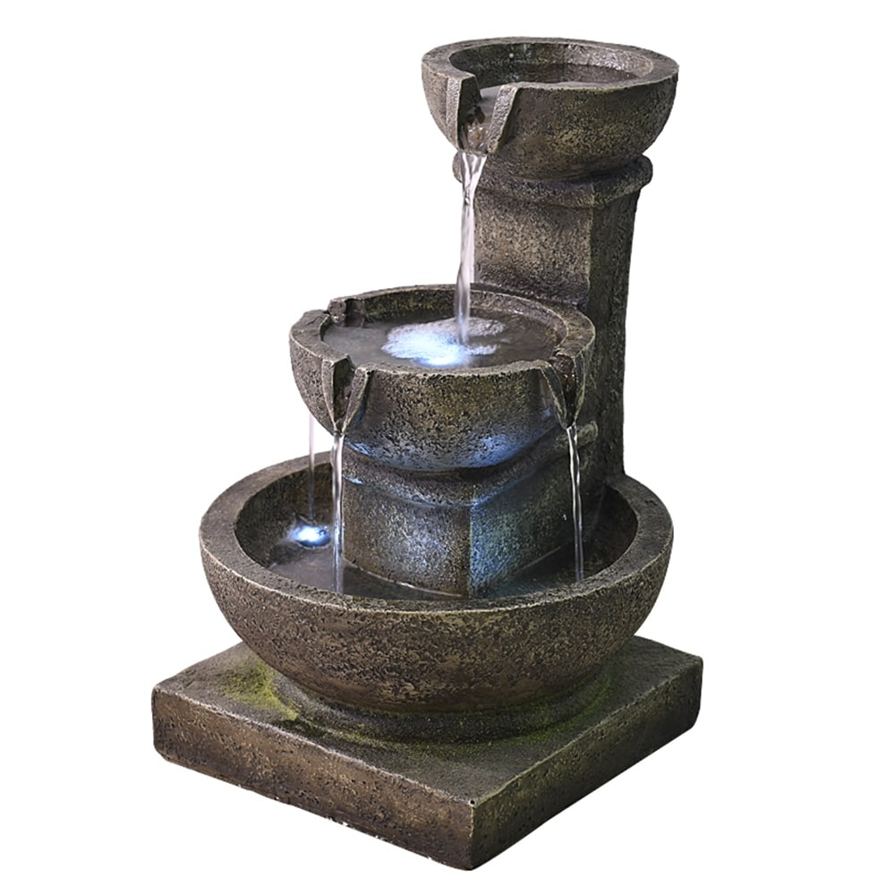 Outdoor Waterfall 3 tier Fountain with LED Light