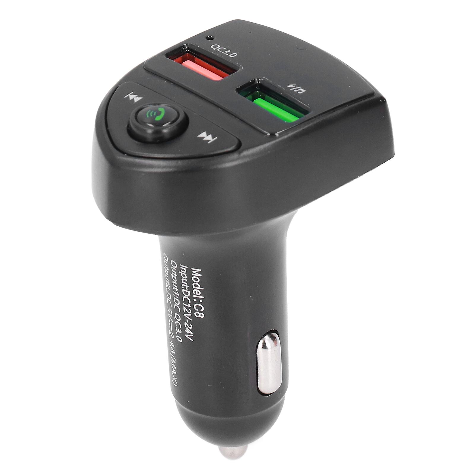 Bluetooth5.0 Car Adapter Dual Usb Port Wireless Fm Transmitter Fast Charging Hands Free Calling With Led Backlight