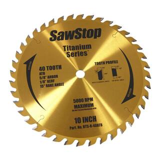 SawStop 40 Tooth Titanium Series Premium Woodworking Blade BTS-R-40ATB