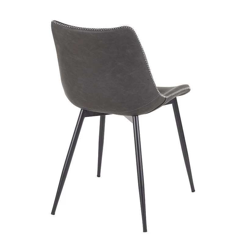 Set of 2 Grey Leather and Black Metal Durango Dining Chair  32.25”