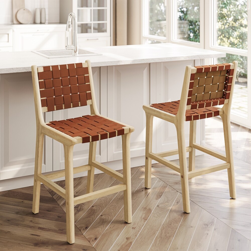 BELLEZE Morgan Woven Counter Stools 24 inch Set of 2