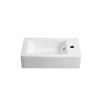 Elanti Wall-Mounted Left-Facing Rectangle Bathroom Sink in White EC9899-L