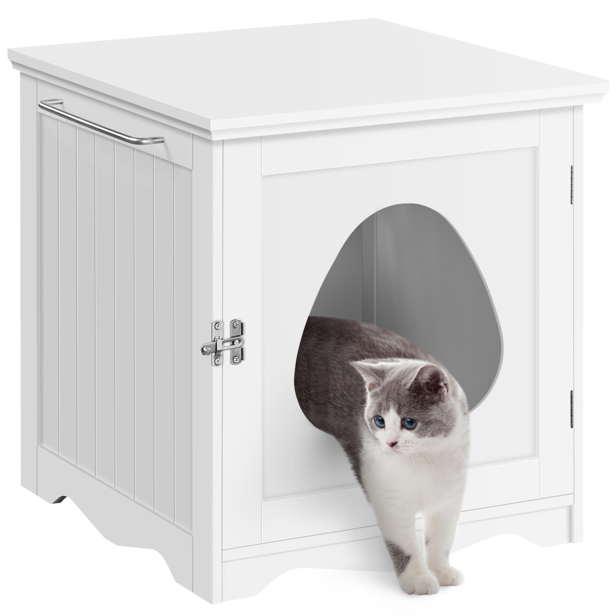 Topeakmart White Furniture Indoor Cat Litter Box， 19