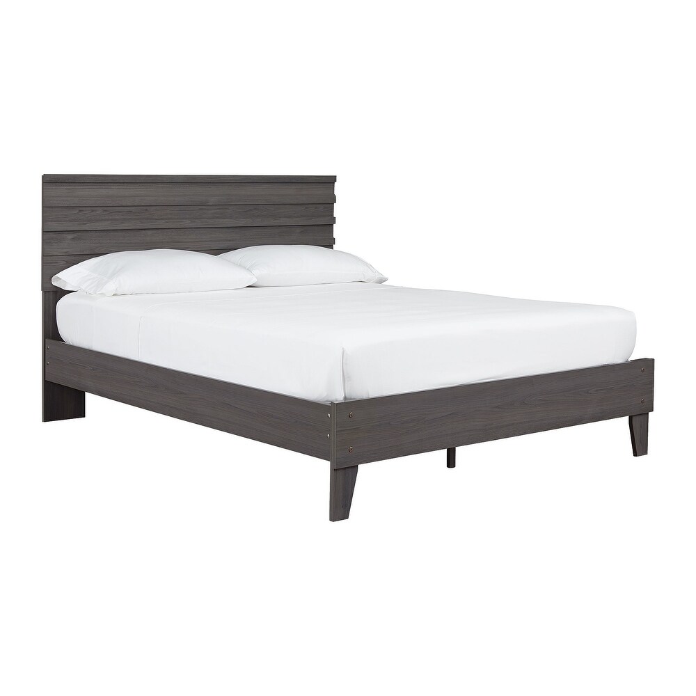 Brymont Dark Grey Mid century Modern Panel Platform Bed