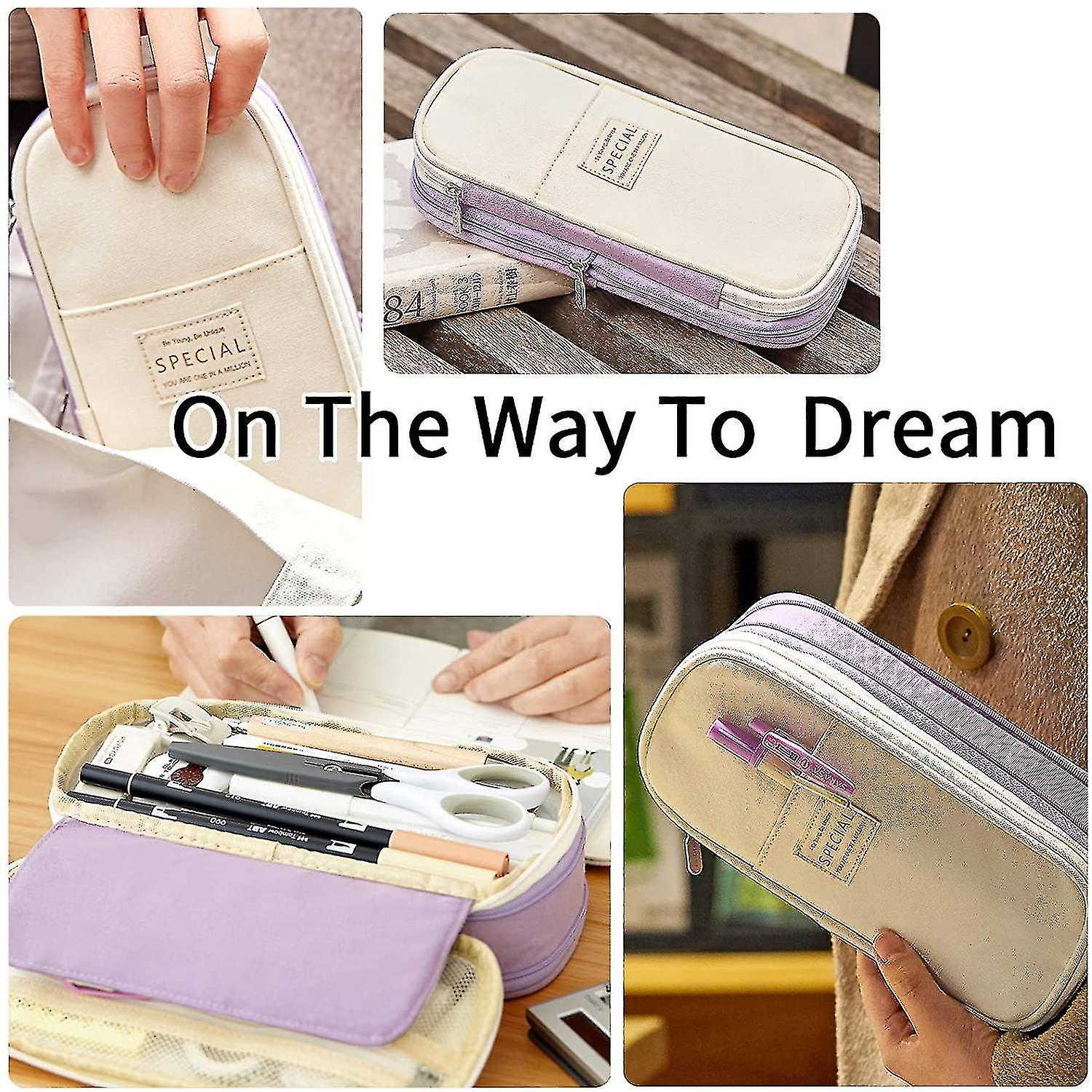 Big Capacity Pencil Pen Case Office College School Large Storage High Capacity Bag Pouch Holder Box Organizer (purple)