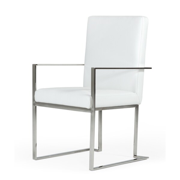 Modrest Fowler Modern White Eco-Leather Dining Armchair