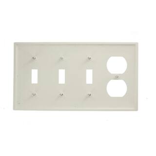 Leviton White 4-Gang 3-Toggle1-Duplex Wall Plate (1-Pack) 80743-W