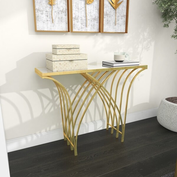 Gold Iron Modern Console Table 31 x 41 x 12 - 41 x 12 x 31