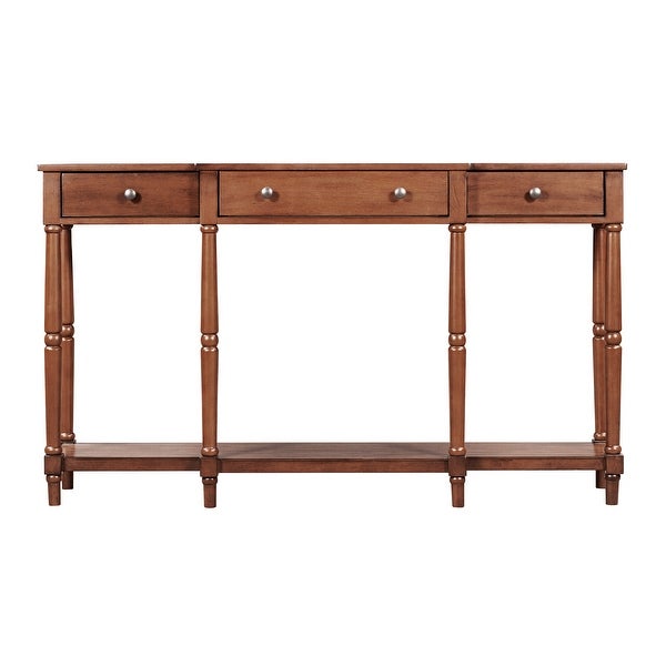 Solid Wood Console Table with Storage Shelf and Drawer