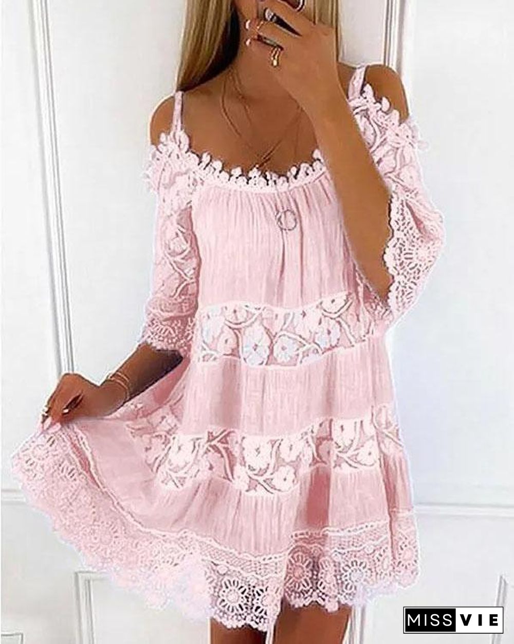 Floral Lace Off Shoulder Mini Dress