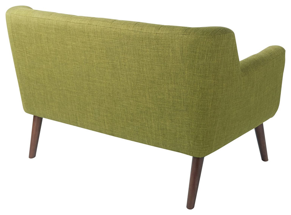 Mid Century Modern Loveseat  Angled Hardwood Legs  ampButton Tufted Back  Green   Midcentury   Loveseats   by Decor Love  Houzz