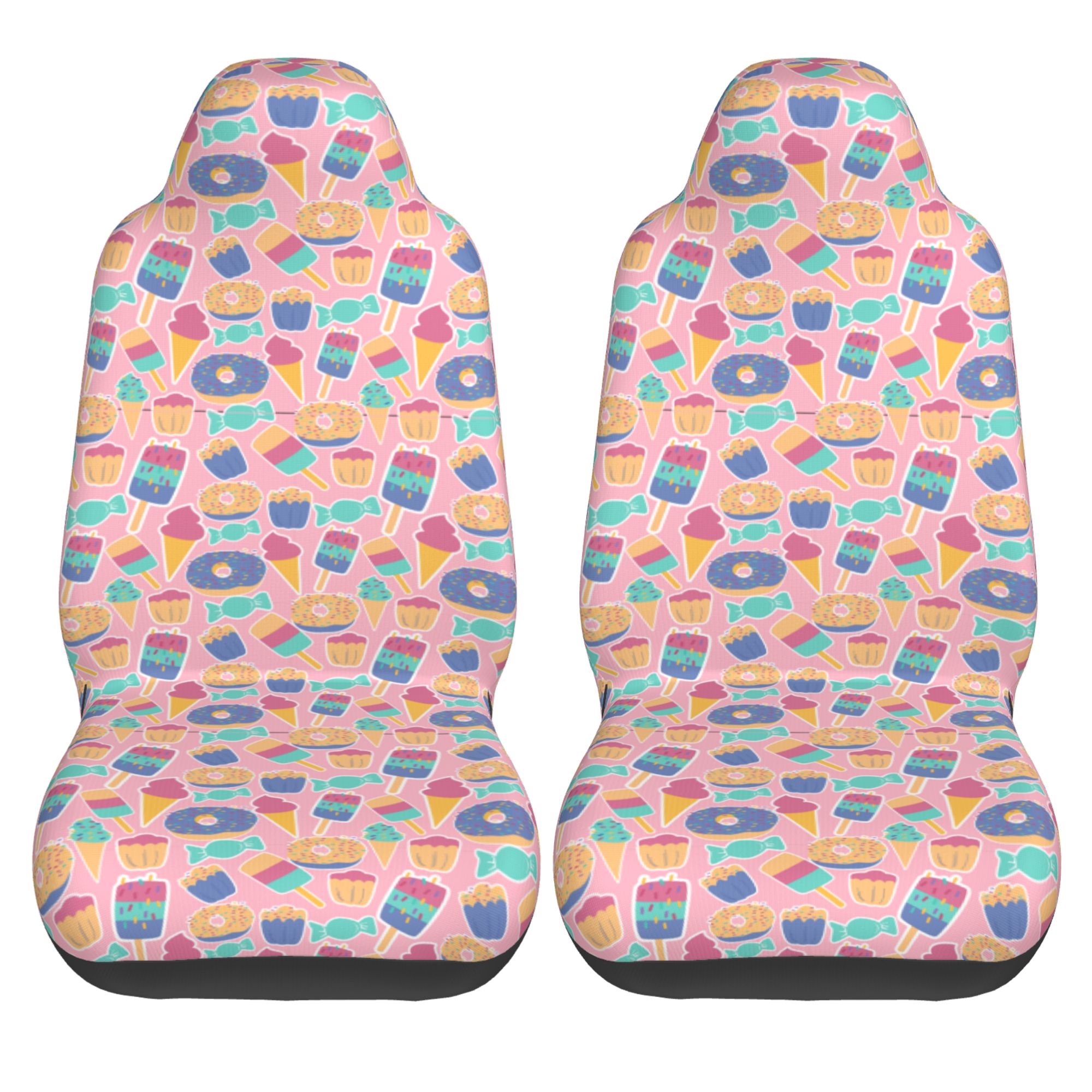 ZICANCN Car Seat Covers Front Seats Only，Pink Donut Candy Automotive Seat Covers Protectors for Cars Trucks Suv 2 Pack