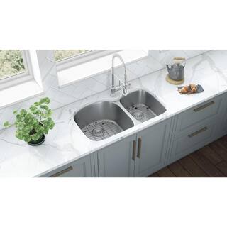 Ruvati 34 in. Double Bowl 6040 Undermount 16-Gauge Stainless Steel Kitchen Sink - Left Configuration RVM4600