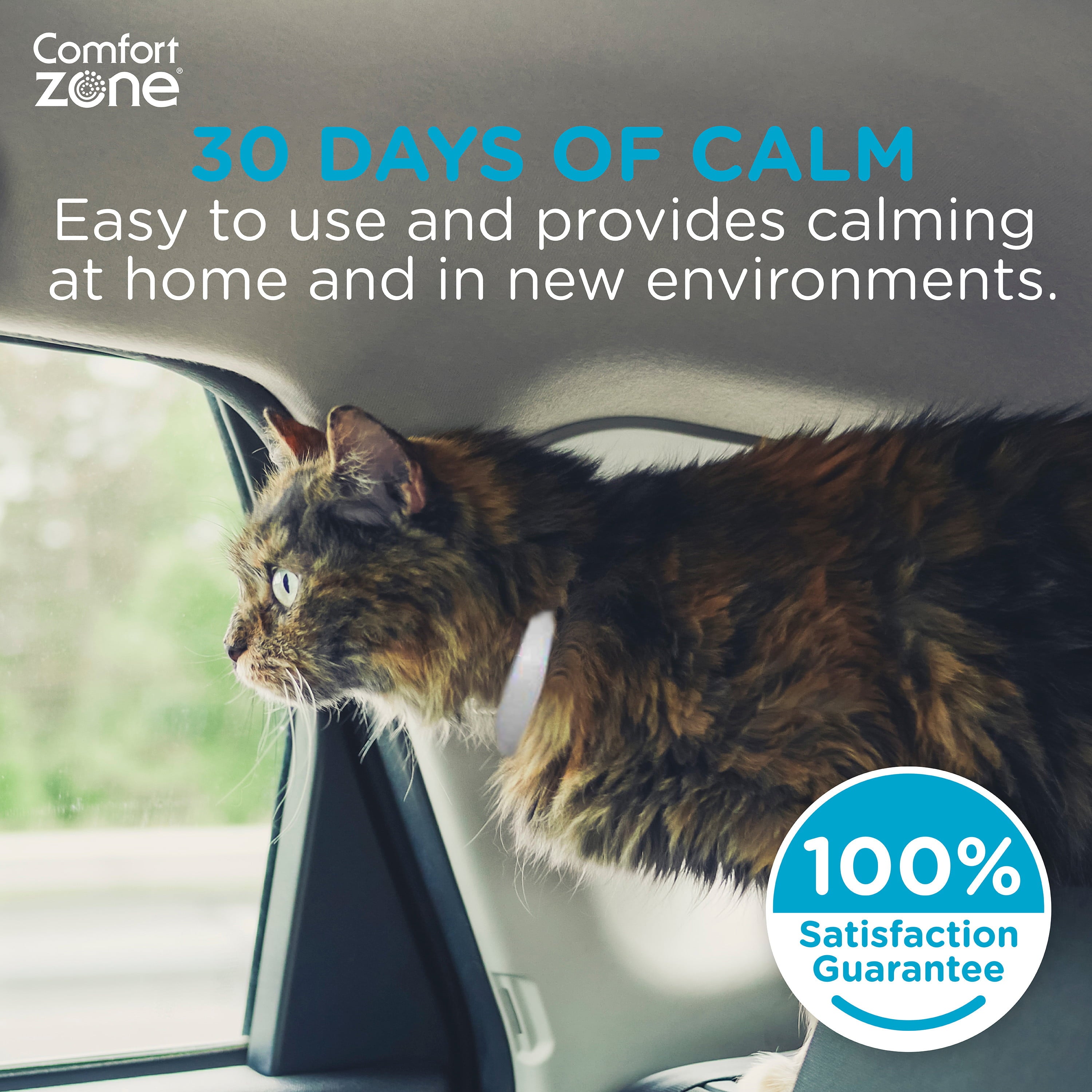 Comfort Zone Cat Calming Pheromone Collar， Anxiety and Stress Relief， Breakaway Design， 1pk