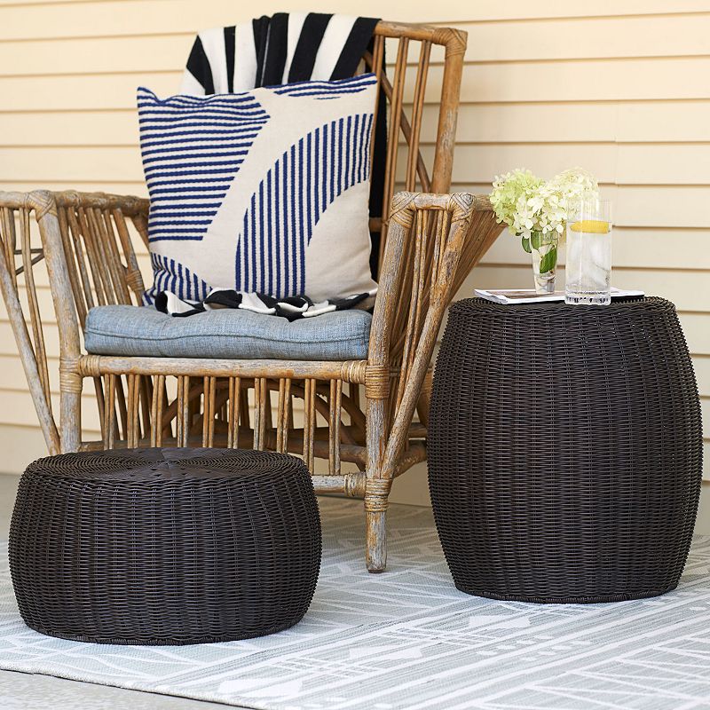 Household Essentials Resin Wicker Ottoman / Low Table