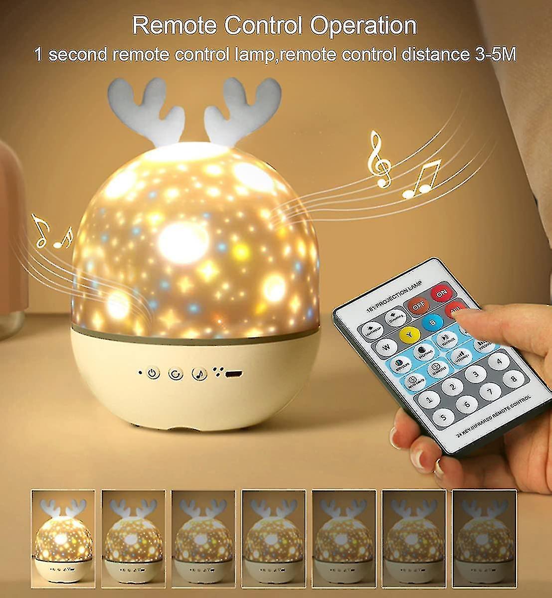 Baby Projector Night Light， Led Child Night Light Musical And Luminous Lamp 360 Rotation， 8 Songs， 6 Projection Movies， Stars Projector Lamp For Bedro